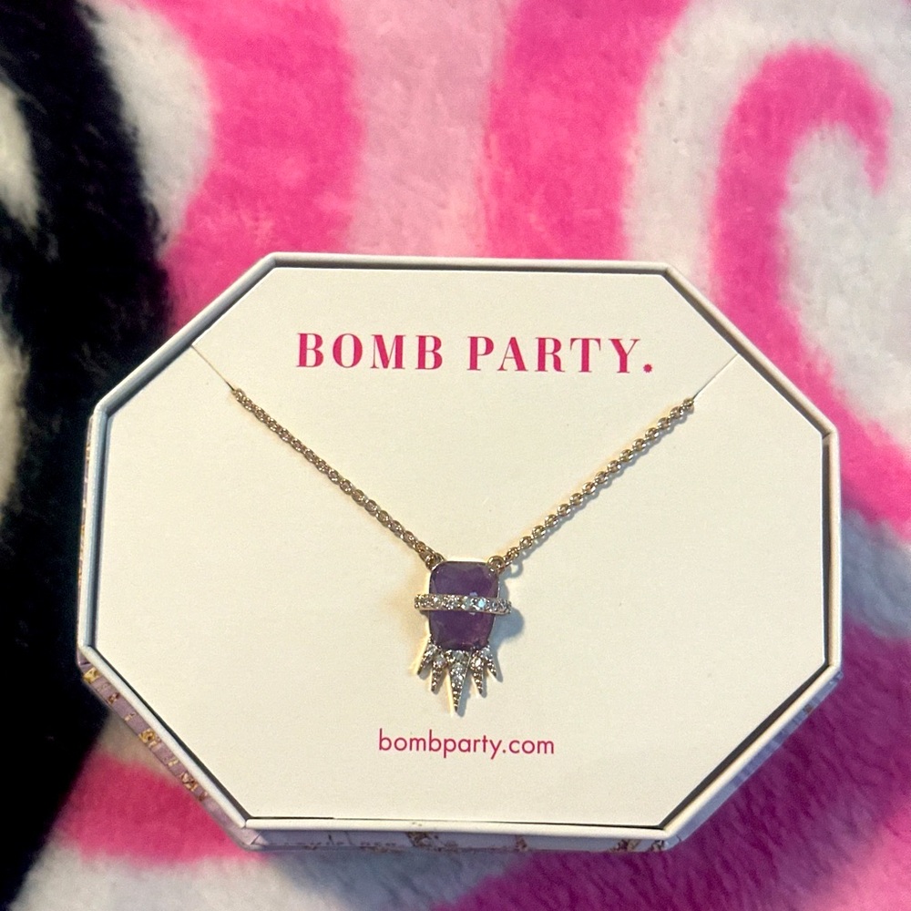 Genuine Amethyst &  Diamond Cubic Zirconia Necklace on rose gold plating